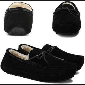 DREAM PAIRS Slippers Moccasin Indoor Outdoor Fuzzy Furry Loafers Suede Leather.